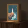 Vuurtoren - Rots - Zee - Golven Light Box met kabel (Tafellamp) klein -z3d_website