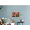 Kolibries - Bloemen - Groen - Roze Muursticker klein -plant