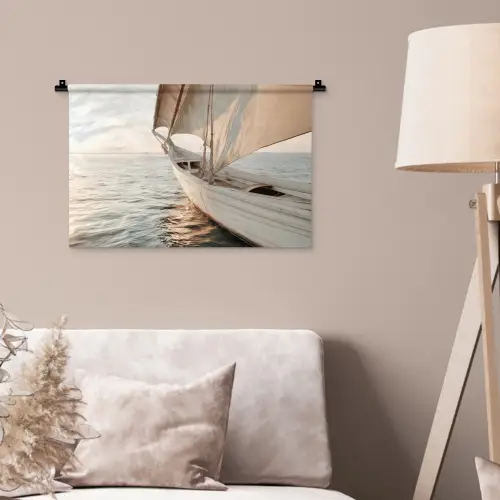 Zeilboot - Zee - Beige - Zon Wandkleed katoen klein -sfeer4