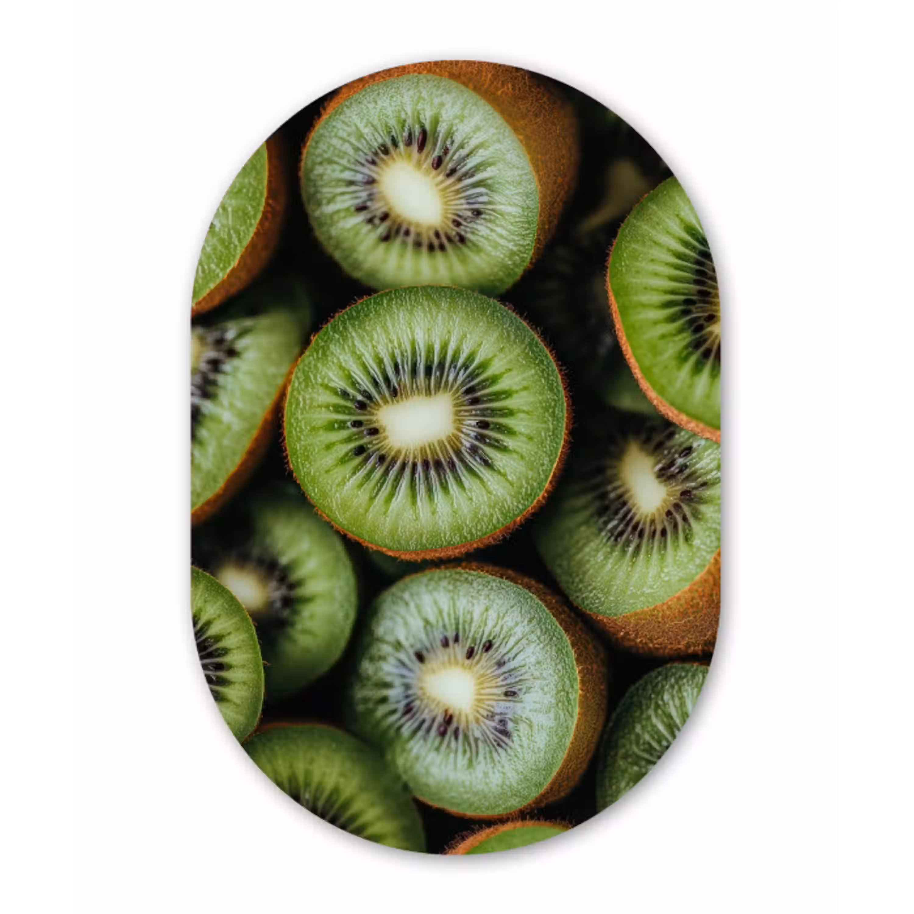 Kiwi - Fruit - Groen Wandcirkel Ovaal Aluminium middel -3d