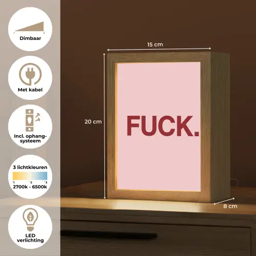 Statement - Krachtig - Roze Light Box met kabel (Tafellamp) klein -USP_NL