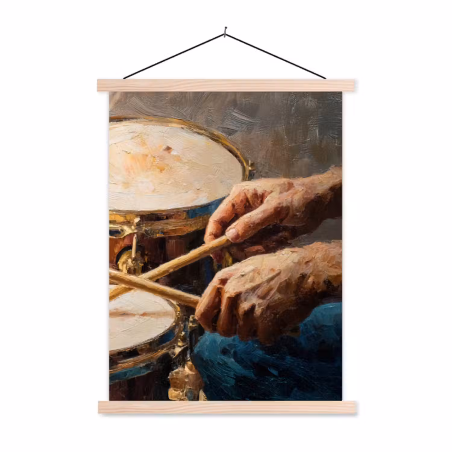 Schoolplaat - Drumstokken - Olieverf - Man