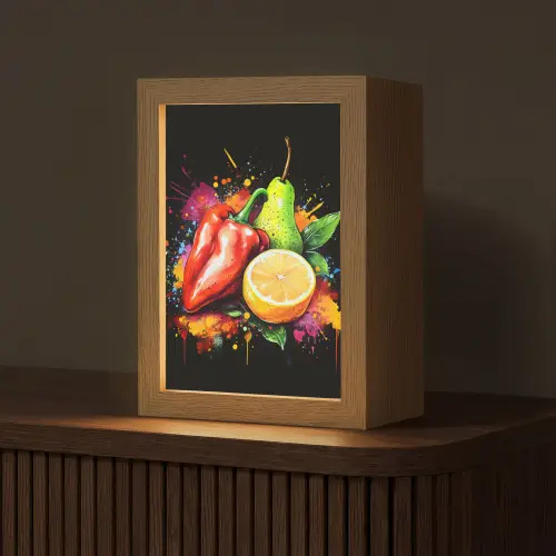 Paprika - Peer - Citroen - Graffiti - Verf - Abstract Light Box met kabel (Tafellamp) klein -z3d_website