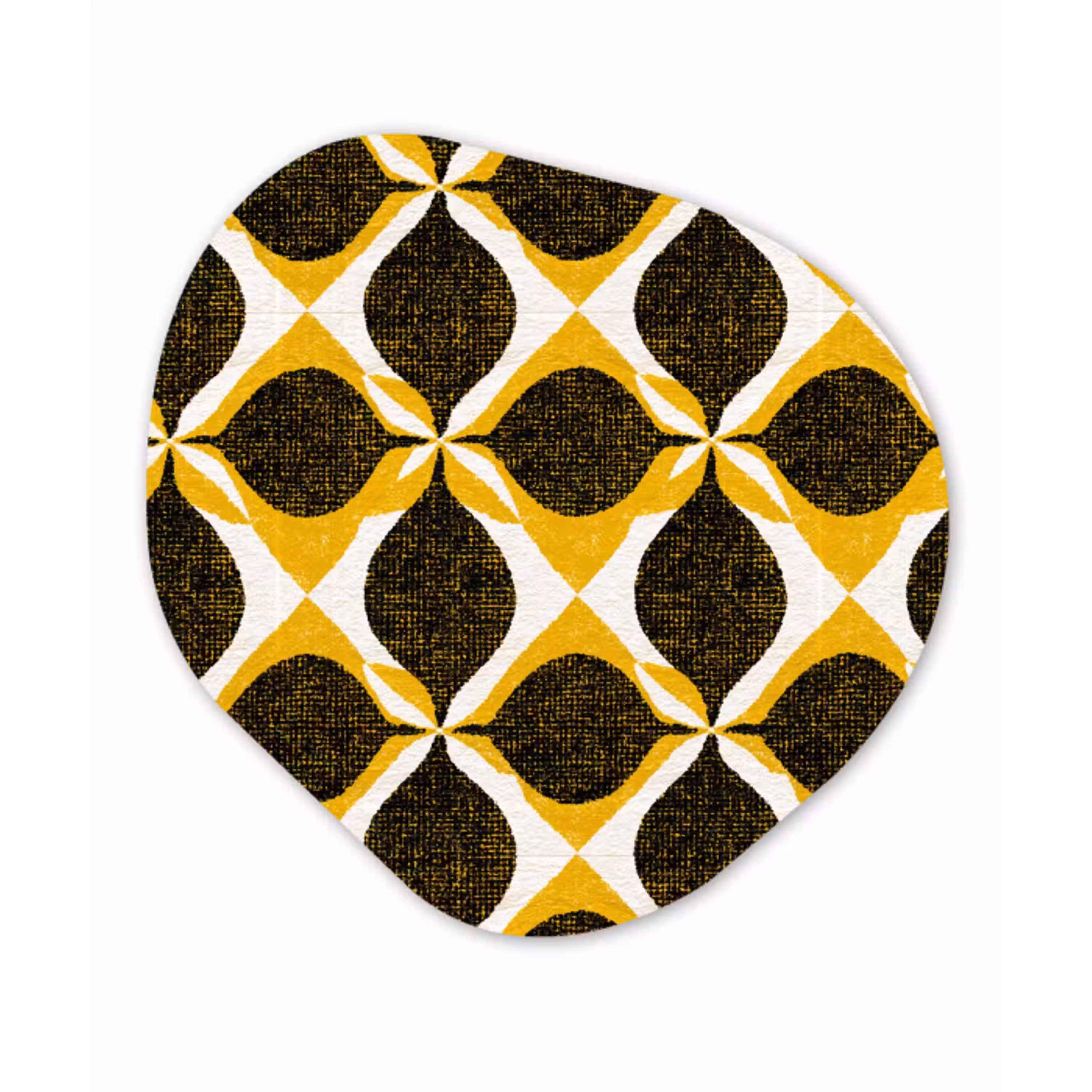 Geel - Zwart - Geometrisch - Retro - Textuur Wandcirkel Organisch Forex 3mm klein 629 -3d