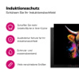 Schotse Hooglander - Graffiti - Kleurrijk - Bloem - Dieren Inductie beschermer vinyl 3mm klein -zzzzzzz-lf-ups