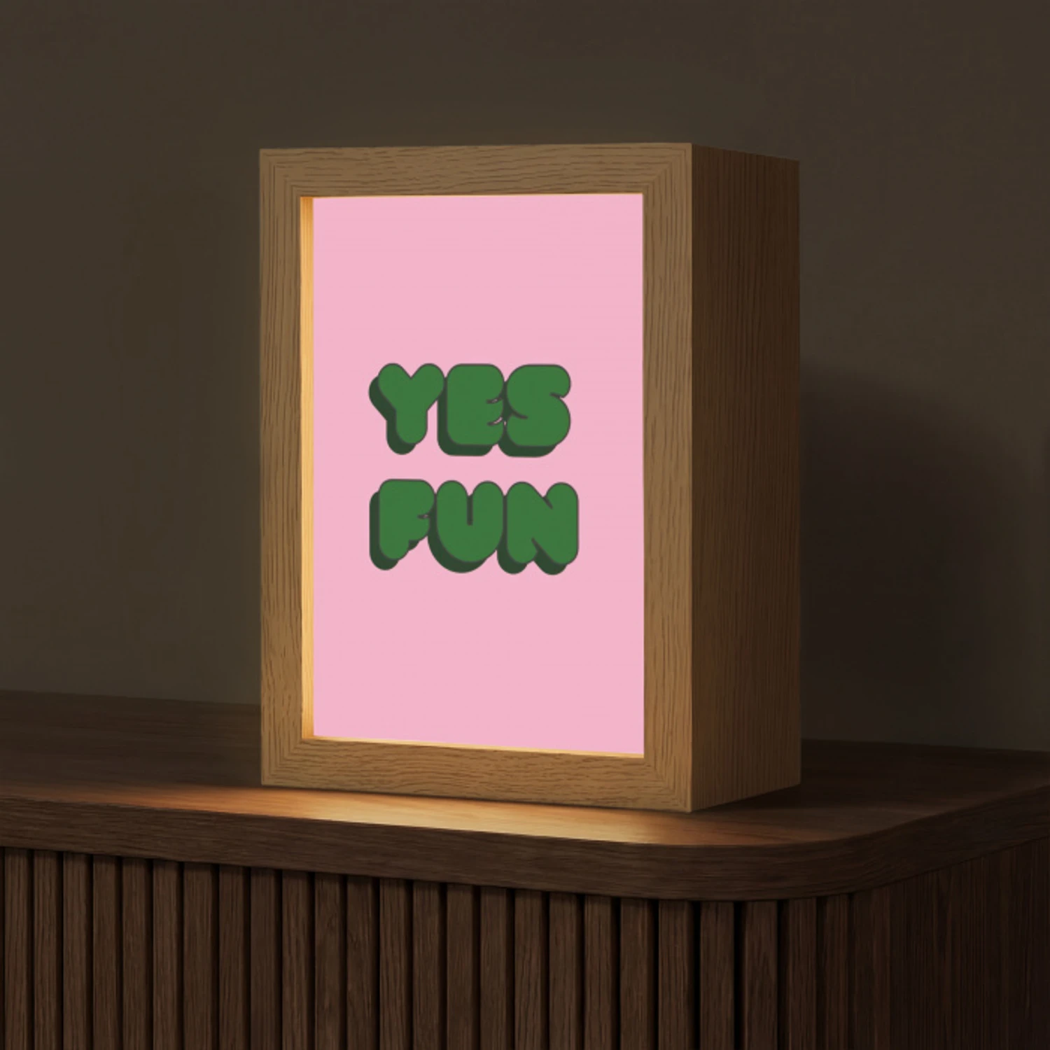 Yes fun - Groen - Roze Light Box met kabel (Tafellamp) klein -z3d_website