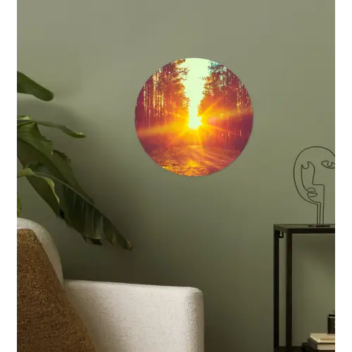 Zonsondergang - Bomen - Bos - Natuur Wandcirkel behangsticker klein -sfeer2