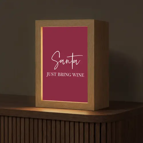 Santa - Wine - Rood - Kerst - Kerstman Light Box met kabel (Tafellamp) klein -z3d_website