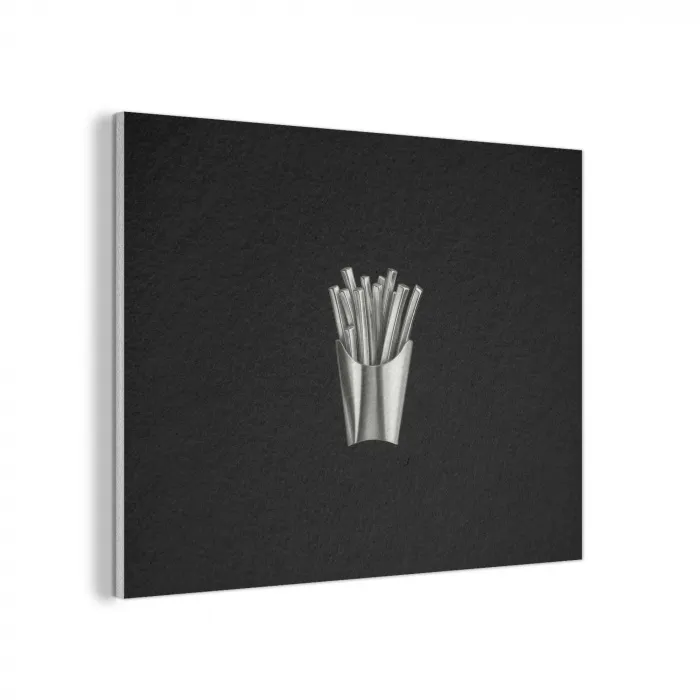 Frietjes - Futuristisch - Zilver PET vilt klein -3d