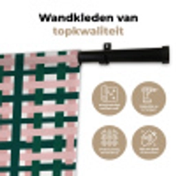 Vlechtpatroon - Groen - Roze - Grafisch Wandkleed katoen klein 269 -sfeer2