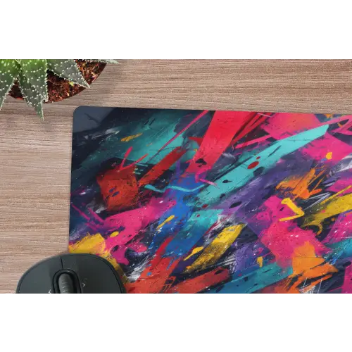Abstract - Explosie - Neonkleuren muismat rubber klein -closeup
