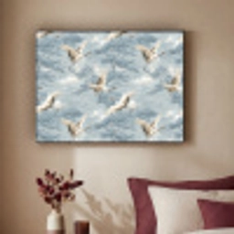 Wolken - Kraanvogels - Blauw Textielframe zwart klein 947 -sfeer1