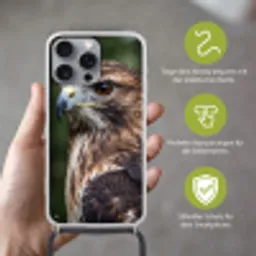 Buizerd - Roofvogel - Natuur - Bruin Hoesje iPhone 16 Pro Max met koord klein -sfeer2_DE