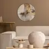 Modern - Bruin - Abstract - Beige Akoestische PET Vilt - Rond klein -sfeer1