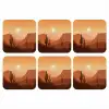 Landschap - Woestijn - Cactussen - Zon onderzetter kurk middel -3d