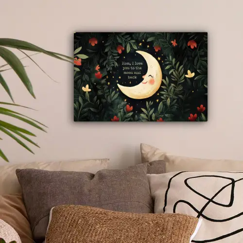 Maan - Quote - Bloemen - Sterren canvas 2cm klein -sfeer1
