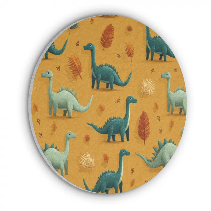 Dinosaurussen - Stekels - Herfstbladeren - Bruin Akoestische PET Vilt - Rond klein -3d