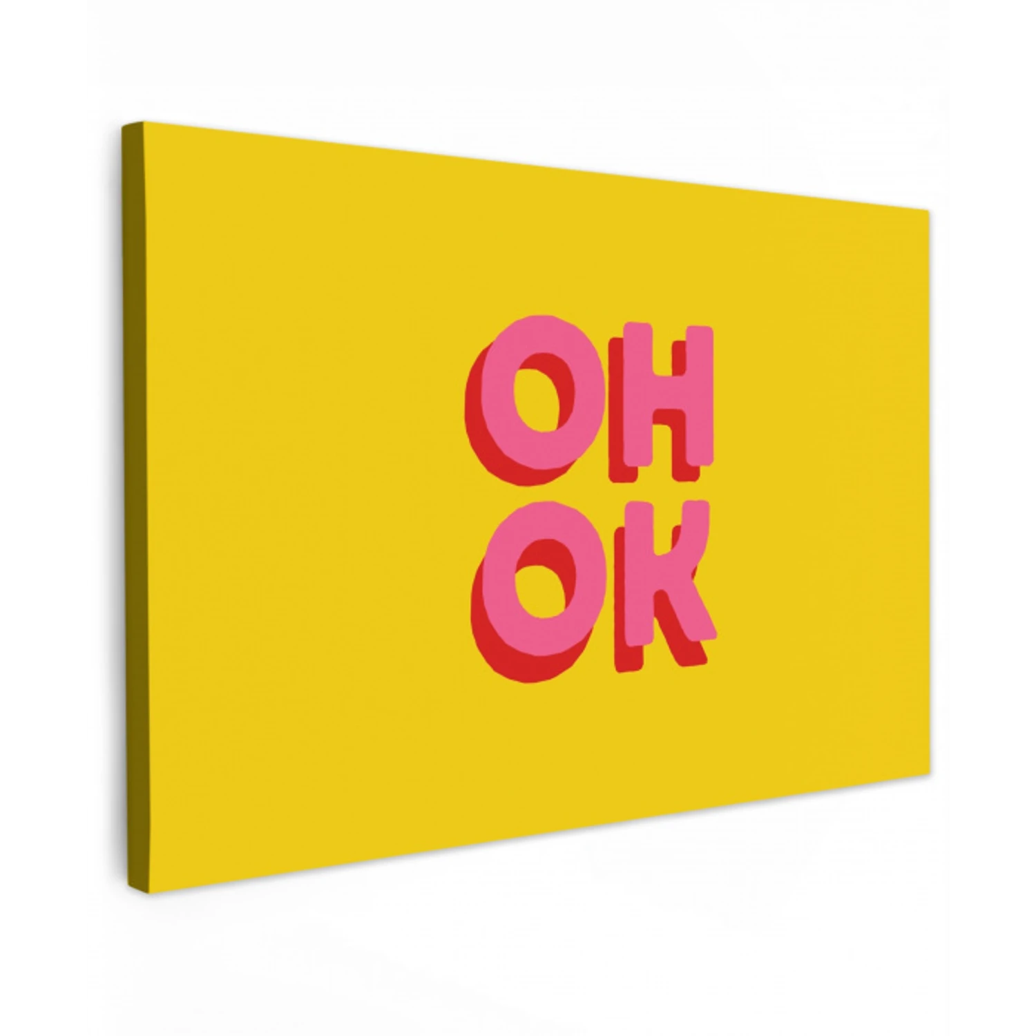 Oh ok - 3D - Geel - Roze canvas 2cm klein -z3d