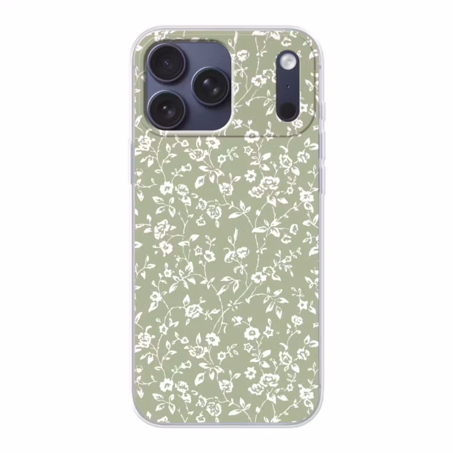 Telefoonhoesje Softcase - Bloemen - Print - Groen - Wit