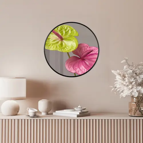 Planten - Anthurium - Groen - Roze Fotolijst rond zonder passe partout klein -sfeer3