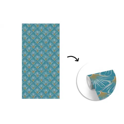 Symmetrisch - Patroon - Blauw fotobehang vinyl groot 64 -3d