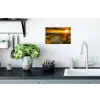 Zon - Strand - Duin - Horizon - Gras - Pad - Oranje Muursticker klein -keuken