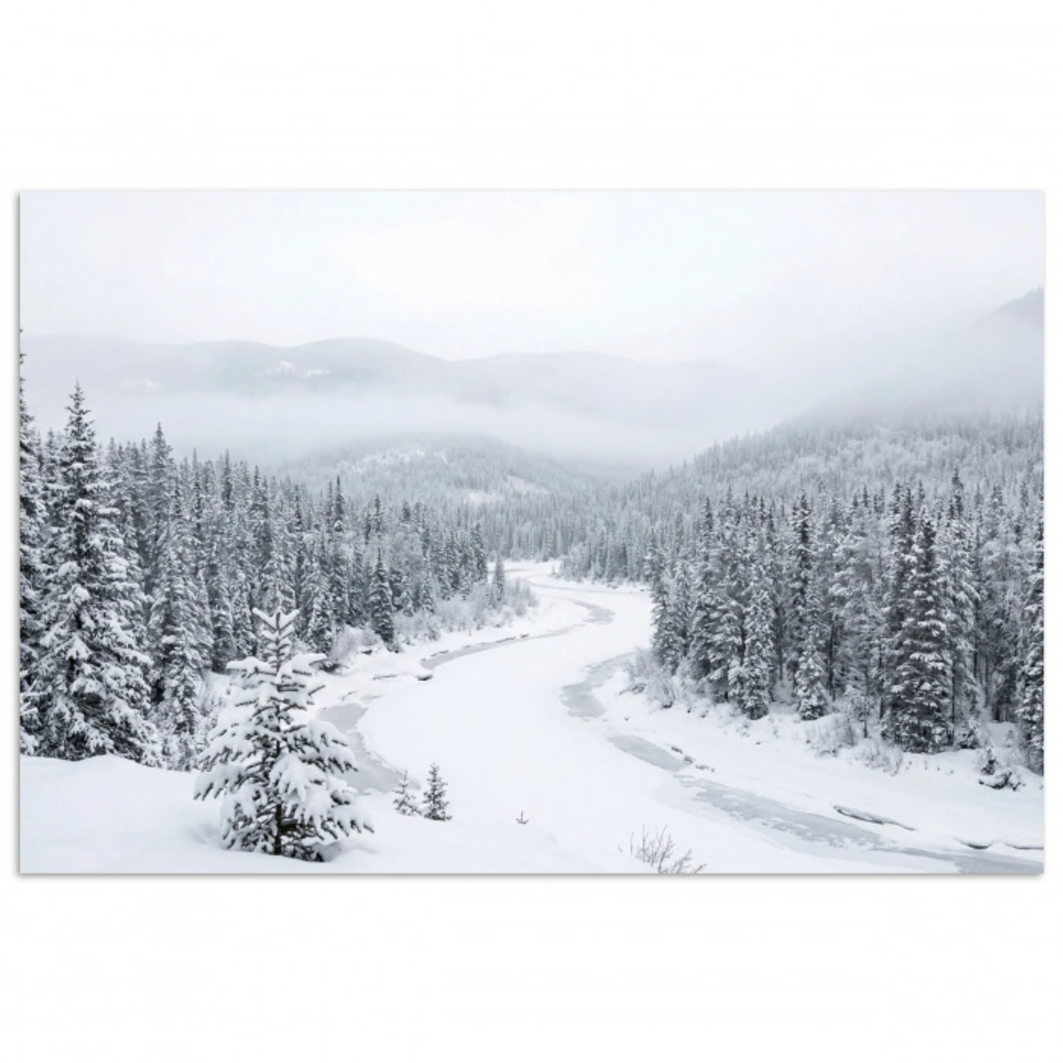 Rivier - Bevroren - Landschap - Winter poster papier klein -3d