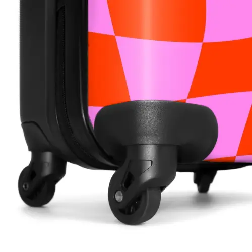 Golvend dambordpatroon in rood en roze NBS - Handbagage koffer - Kinderen Unisex middel -wiel