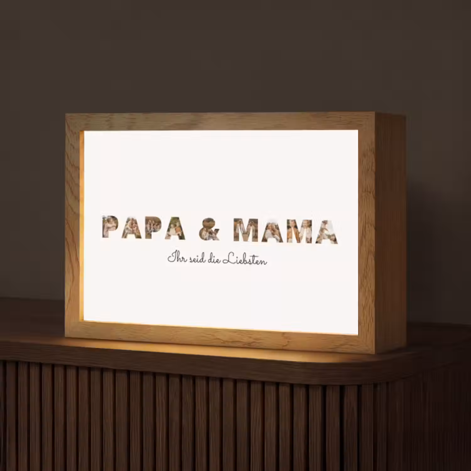 Personalisierte Lightbox - Mama &amp; Papa - Buchstaben-Collage