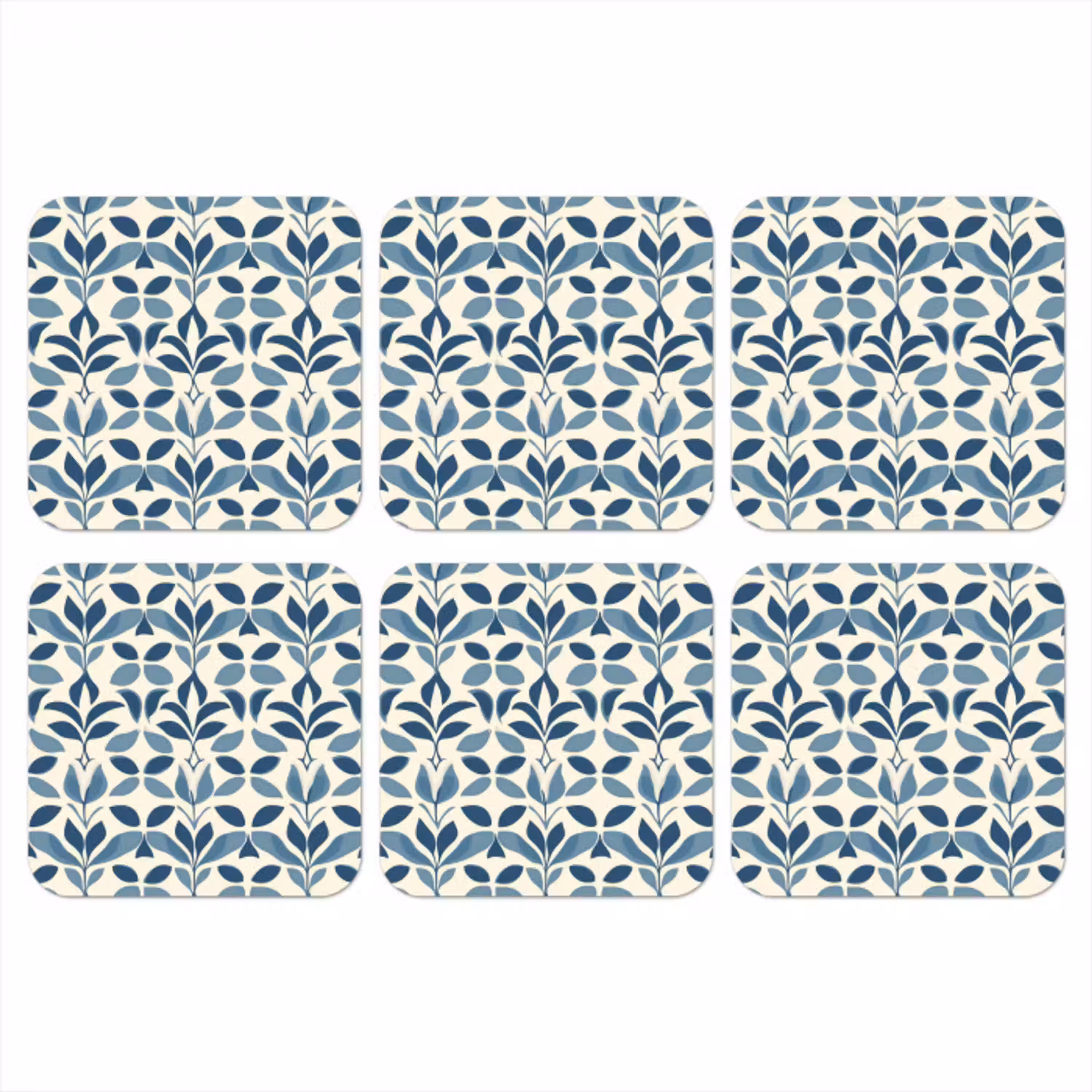 Flora - Modern - Blauw onderzetter kurk middel 366 -3d