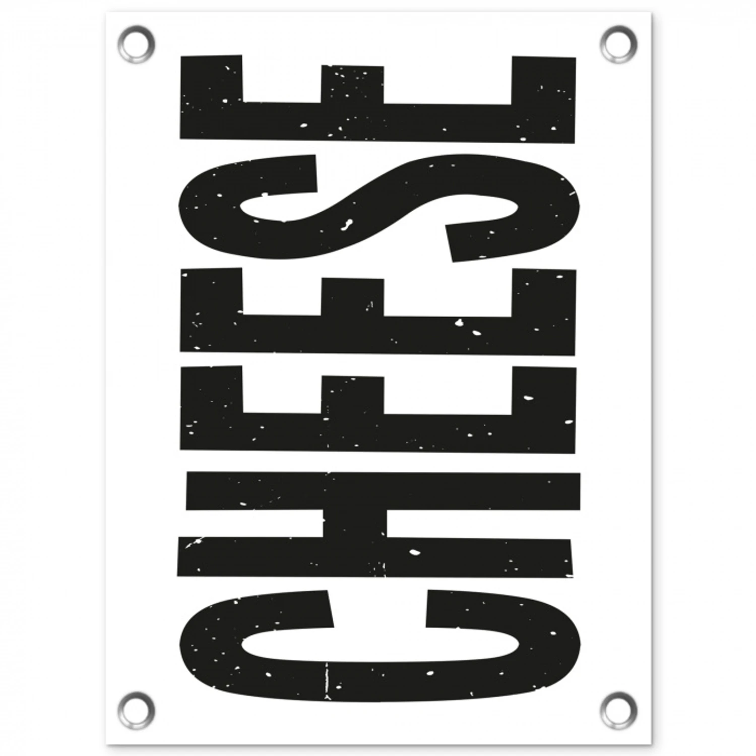 Zwart - Vintage - Cheese - Japandi tuinposter los doek klein -3d