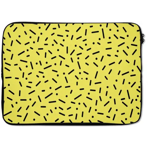 Gaming - Stippen - Strepen - Geel laptophoes neopreen klein -zkaufland3dotto