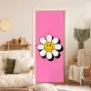 Smiley - Bloem - Roze deurposter klein -sfeer2