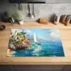 Zeilboot - Rotsen - Kust - Huizen Inductie beschermer vinyl 3mm klein -sfeer5