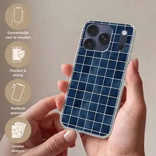 Tegel - Modern - Blauw Telefoonhoesje iPhone 17 Pro klein 878 -sfeer3_NL