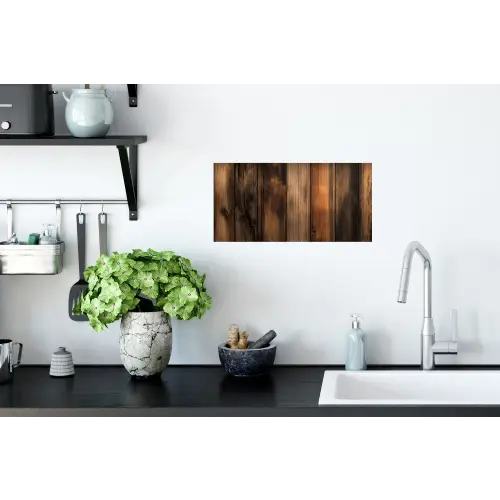 Hout - Rustiek - Donkere Planken Muursticker klein -keuken