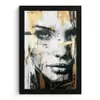 Portret - Vrouw - Penseelstreken - Goud fotolijst zwart zonder passe partout klein -3d