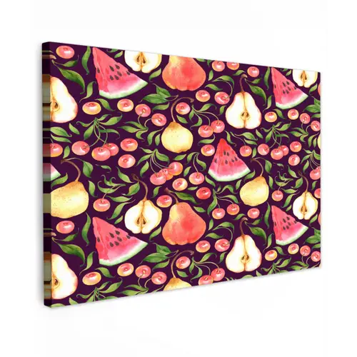 Donker - Bladeren - Fruit Tuinposter op houten frame 2 cm dik klein 845 -3d