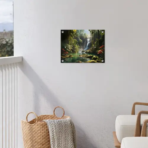 Verborgen Waterval in de Tropen tuinposter los doek klein -sfeer8
