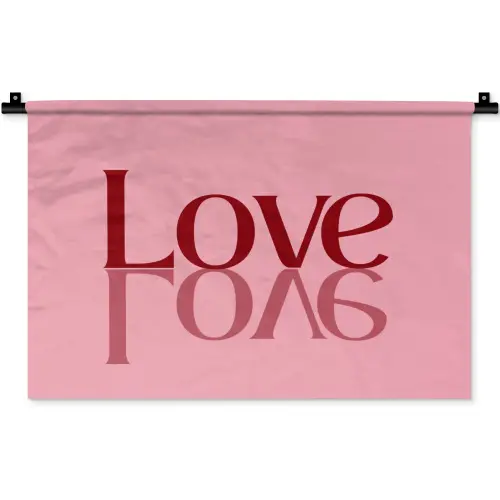 Love - Roze - Spiegeling Wandkleed katoen klein -zz3d