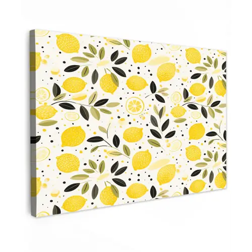 Citroenen - Geel - Wit - Stippen Tuinposter op houten frame 2 cm dik klein 845 -3d