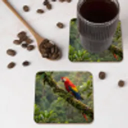 Ara - Jungle - Rood onderzetter kurk middel -sfeer2