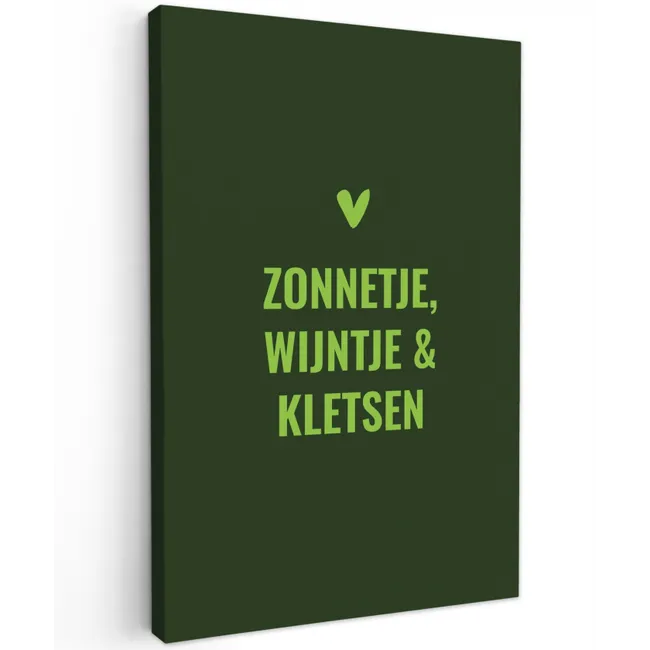 Donkergroen - Quote - Zon - Zomer Tuinposter op houten frame 2 cm dik klein -3d