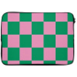 Schaakbord patroon - Groen - Roze - Blokjes laptophoes neopreen klein -zkaufland3dotto