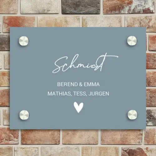 Effen blauwgrijs - Sierlijk Naambord Rechthoek middel -sfeer3