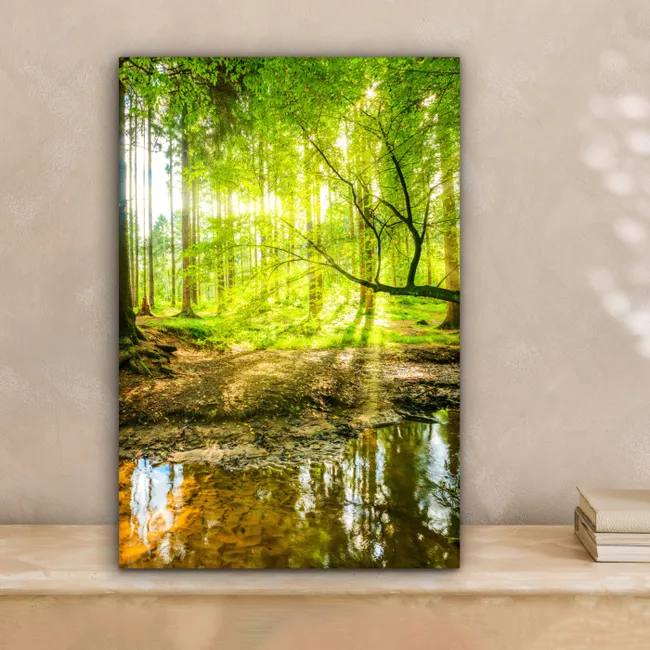 Tableau Sur Toile 90x30cm Forêt Feuilles Soleil - Impression Déco Murale Moderne, Marque ARTTOR