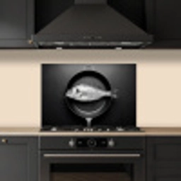 Pan - Vis - Zwart - Wit keuken achterwand spatscherm klein -sfeer1