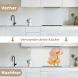 Papavers - Botanisch - Roze keuken achterwand 2 middel -voor-na_DE