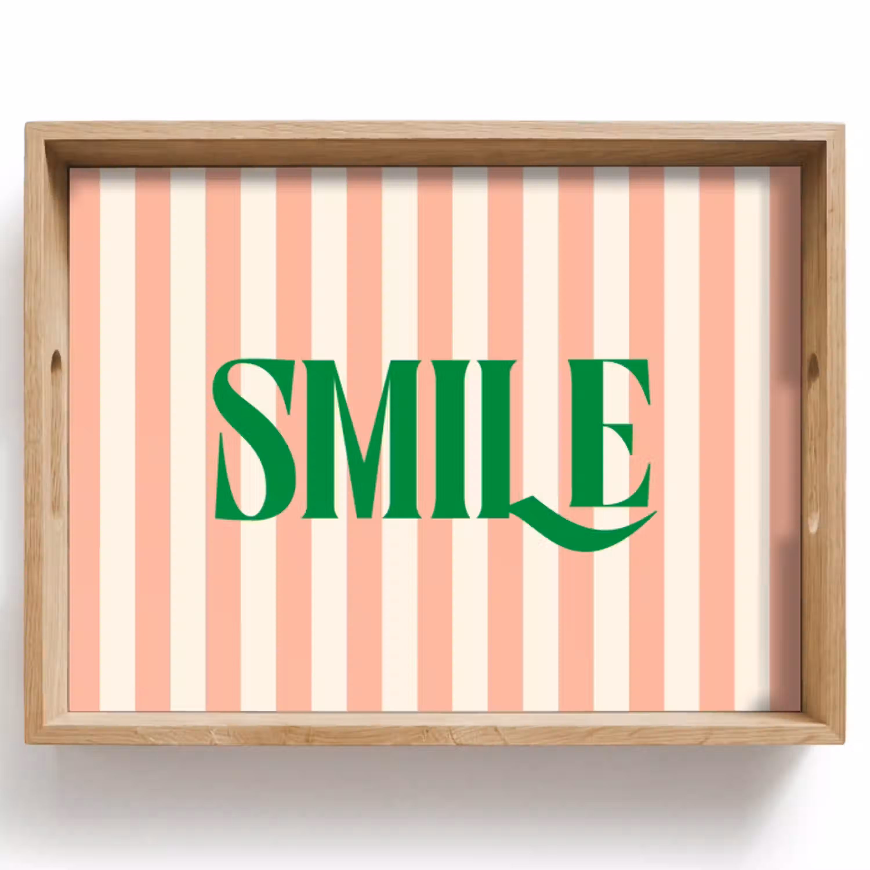Zachtroze - Groen - Strepen - Smile Dienblad Rechthoek middel -z3d_shopping