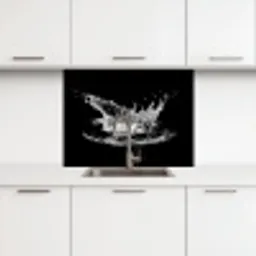 Water - Splash - Water - Zwart keuken achterwand 2 middel -3d